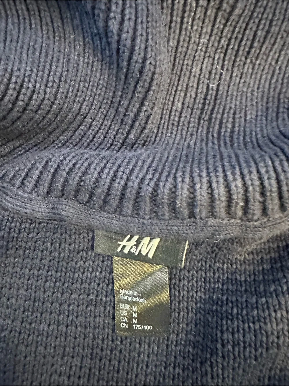 H&M Men’s Navy Zip Front Knit Jacket